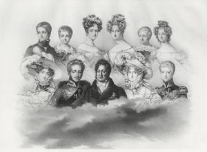 Louis-Philippe I e sua família em 1830 (gravura) de French School