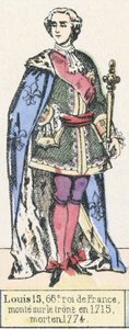Luís 15, 66º rei da França, ascendeu ao trono em 1715, morreu em 1774 (gravura colorida) de French School