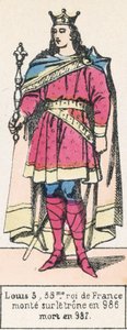Luís 5, 35º rei de França, ascendeu ao trono em 986, morreu em 987 (gravura colorida) de French School