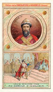 Louis IV da França no Conselho de Ingelheim, 948 (chromolitho) de French School