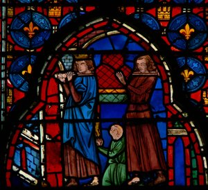 Luís IX transportando relíquias para Sainte-Chapelle, assistido por Robert DArtois, 1246-48 de French School