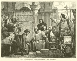 Louis IX e Enguerrand de Couci (gravura) de French School