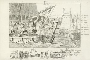 Luís IX da França liderando o ataque a Damietta, Egito, 7ª Cruzada, 1249 de French School