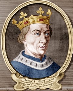 Luís VIII, rei da França (gravura colorida) de French School