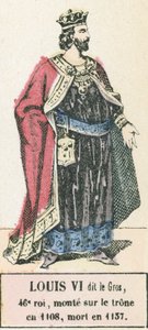 Luís VI, o Gordo, 46º rei, subiu ao trono em 1108, morreu em 1137 (gravura colorida) de French School