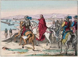Luís XIII (1601-1643) e o Cardeal Richelieu na sede de La Rochelle, lugar d