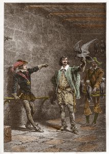 Luís XIII (1601-1643), conhecido como o Justo, de dezesseis anos, e seu favorito Charles d