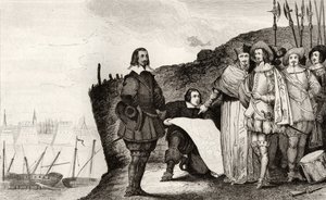 Luís XIII (1602-43) no cerco de La Rochelle em outubro de 1628, de &39;Histoire de France&39; de Colart, publicado em 1840 de French School