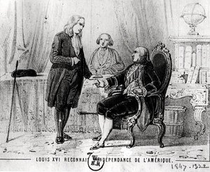 Luís XVI (1754-1793) Reconhecendo a Independência Americana em 1783 de French School