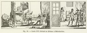 Luís XVI ditando a defesa para Malesherbes de French School