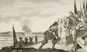 Luís XV (1710-74) na Batalha de Fontenoi em 1745, de &39;Histoire de France&39; por Colart, publicado em 1840 (gravura) de French School