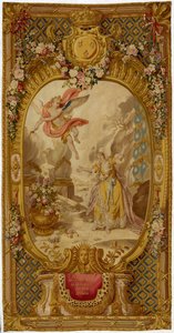 Tapeçaria Luís XV Gobelins da série "Scenes d" Opera, de Tragedie et de Comedie ", da segunda tecelagem de 1761-64 de French School