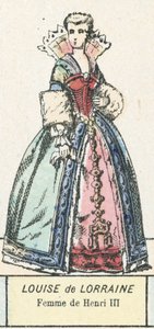 Louise de Lorraine, Esposa de Henrique III (gravura a cores) de French School