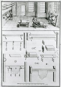 MS 1064 fol 11 Descrições de Artes e Ofícios por Denis Diderot (1713-84), publicado em 1770. (Foto em preto e branco) de French School
