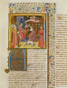 MS 246 f.1r Raoul de Presles Apresentando sua tradução a Charles V (1338-80) de La Cité de Dieu por Santo Agostinho, traduzida por Raoul de Presles (1316-82) c.1400-50 de French School