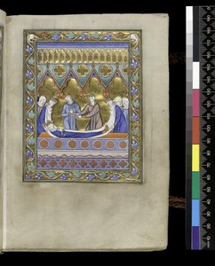 MS 300 f.VIr, sepultamento de David, do Saltério e Horas de Isabel de França, Paris, c.1265-70 (caneta e tinta e têmpera em pergaminho) de French School