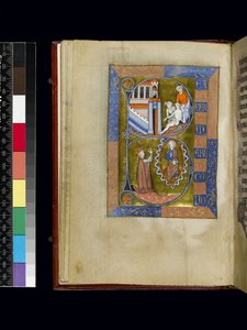 MS 300 f.XIII, fólio do Saltério e Horas de Isabella de França, Paris, c.1265-70 (caneta e tinta e têmpera em pergaminho) de French School