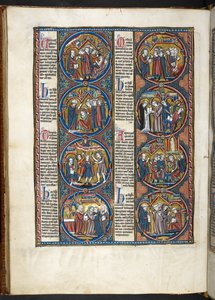 EM. Harley 1527, f.80v, miniaturas do moralisée bíblico (vellum) de French School