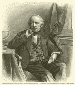 M Jomard, fundador do Cabinet des cartes na Bibliotheque imperiale (gravura) de French School