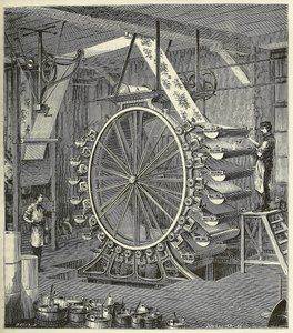 Máquina para impressão de papel de parede em até vinte cores, pub. gravura de 1873, 1873. de French School