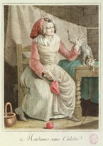 Madame Sans-Culotte, 1792 (gravura a cores) de French School