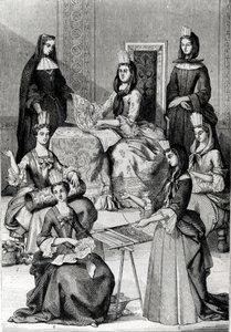 Madame de Maintenon com suas damas na espera de French School