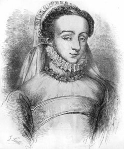 Madame de Sauve (uma das mulheres usadas por Catherine de Medicis (Caterina de Medici), para manter anotações sobre o povo do tribunal). Também conhecida como Charlotte de Beaune, Baronesa de Sauve, depois como Marquesa de Noirmoutier, amante de Henri IV.  de French School