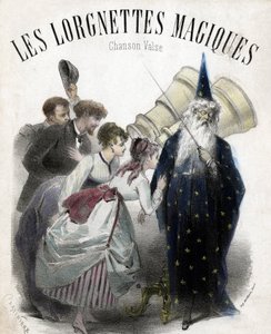 lorgnetas mágicas, canção para a valsa popular. Litografia de French School