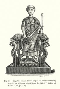 Magistrado Romano do Império Inferior em uma cadeira de curule; das Melanges d
