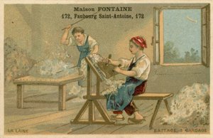 Maison Fontaine trade card, debulha e cardagem de French School