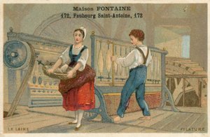 Cartão comercial Maison Fontaine, fiação de lã de French School