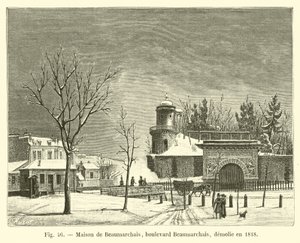 Beaumarchais House, boulevard Beaumarchais, demolido em 1818 de French School