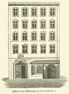 Casa em Saltzburg onde Mozart nasceu (gravura) de French School
