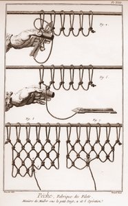 Fazer uma rede de pesca - Enciclopédia ou Dicionário das Ciências, Artes e Profissões de Denis Diderot (1713-1784) e Jean d