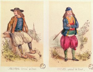 Trajes masculinos de Landerneau e Goulven, de Les Costumes Bretons de Sorrieu de French School