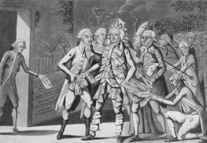 Homem em missão:... grupo de delegados procurando um Brissoter" (Jacques Pierre Brissot de Warville 1754-1793) Anônimo. Imprimir. 1791 de French School