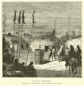 Mandan village, América do Norte de French School