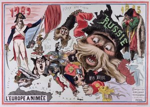 Mapa da Europa Animada 1870 de French School