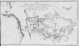 Mapa da América do Norte, traçando as expedições de Sir Alexander Mackenzie em 1789 e 1798 para o Oceano Ártico