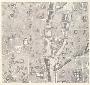 Mapa de Paris mostrando Ile de la Cité, de LAtlas de Paris por Jean de la Caille, 1714