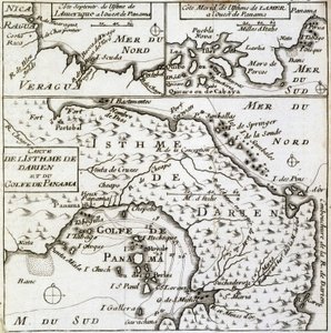 Mapa do Istmo de Darien e do Golfo do Panamá em "Nova Viagem à Volta do Mundo" de Guillaume Dampier (William Dampier) de French School