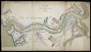 Mapa do porto e do arsenal de Brest em 1754. de French School