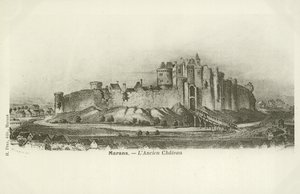 Marans, o antigo castelo (gravura) de French School