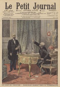 Marcelin Albert encontro com o primeiro-ministro francês Georges Clemenceau (cor litho) de French School