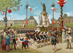 Batalha de março de escola em 14 de julho de 1883 na Place de la Republique de French School