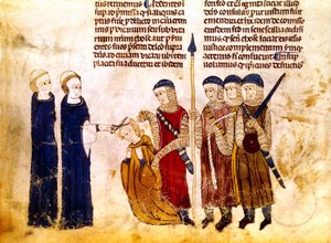 Margarida de Borgonha (1290-1315), mulher do rei francês Luís X, corta o cabelo por adultério (velino) de French School