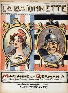 Marianne e Germania, história de um chapéu e um capacete - em "La Bayonette" de 18/04/1918 de French School