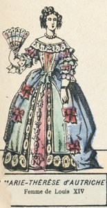 Marie-Therese da Áustria, Esposa de Luís XIV (gravura a cores) de French School