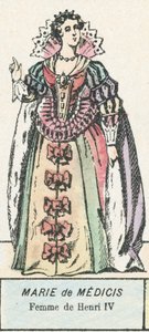 Marie de Medicis, Esposa de Henrique IV (gravura a cores) de French School
