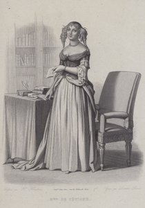 Marie de Rabutin-Chantal, marquise de Sevigne, escritora francesa (gravura) de French School